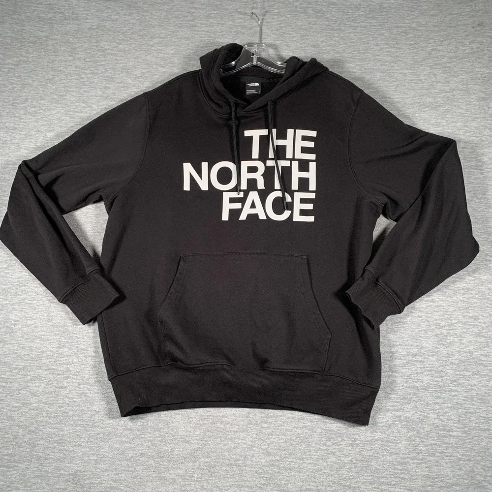 The North‎ Face Hoodie Mens Large Black Logo Graphic Pullover Fleece Sweatshirt